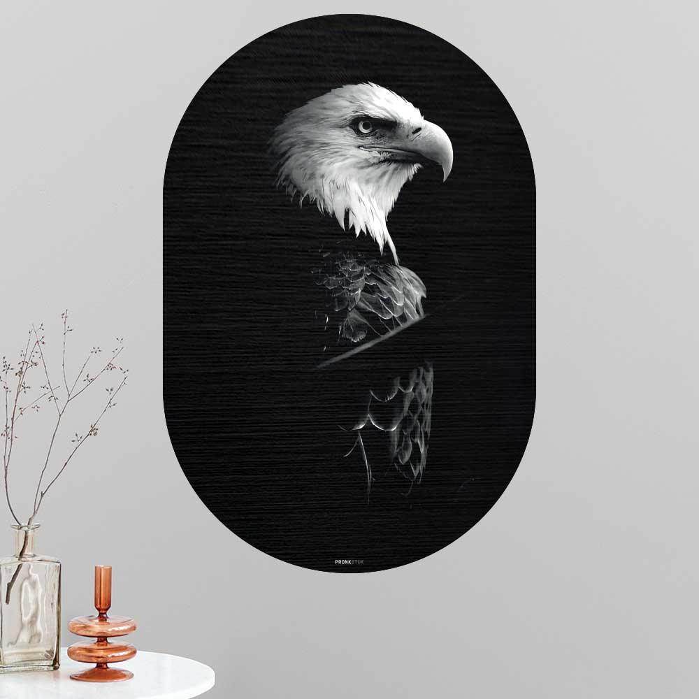 Eagle - Schilderij Arend Oval - Krachtige arend wanddecoratie