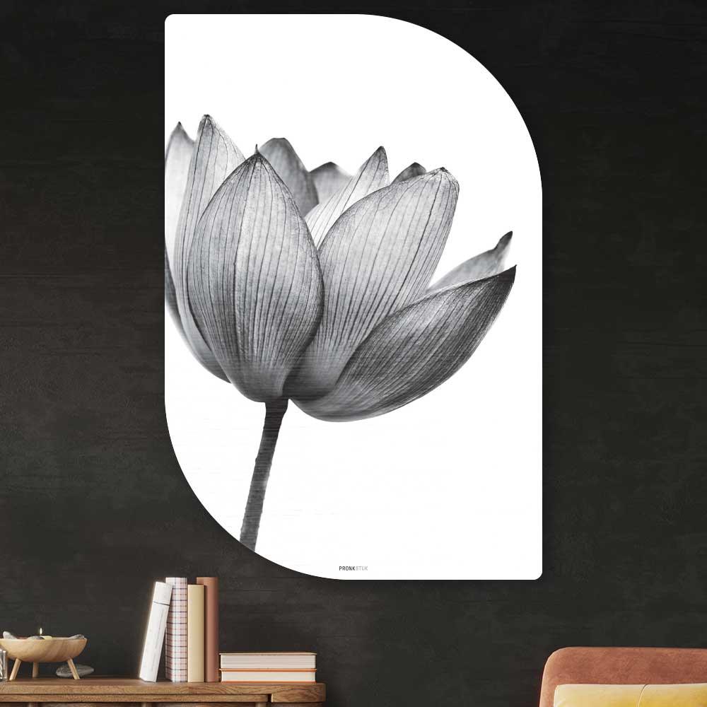 Schilderij lotus bloem zwart-wit - Lotus wanddecoratie Lehti - bloemen muurdecoratie