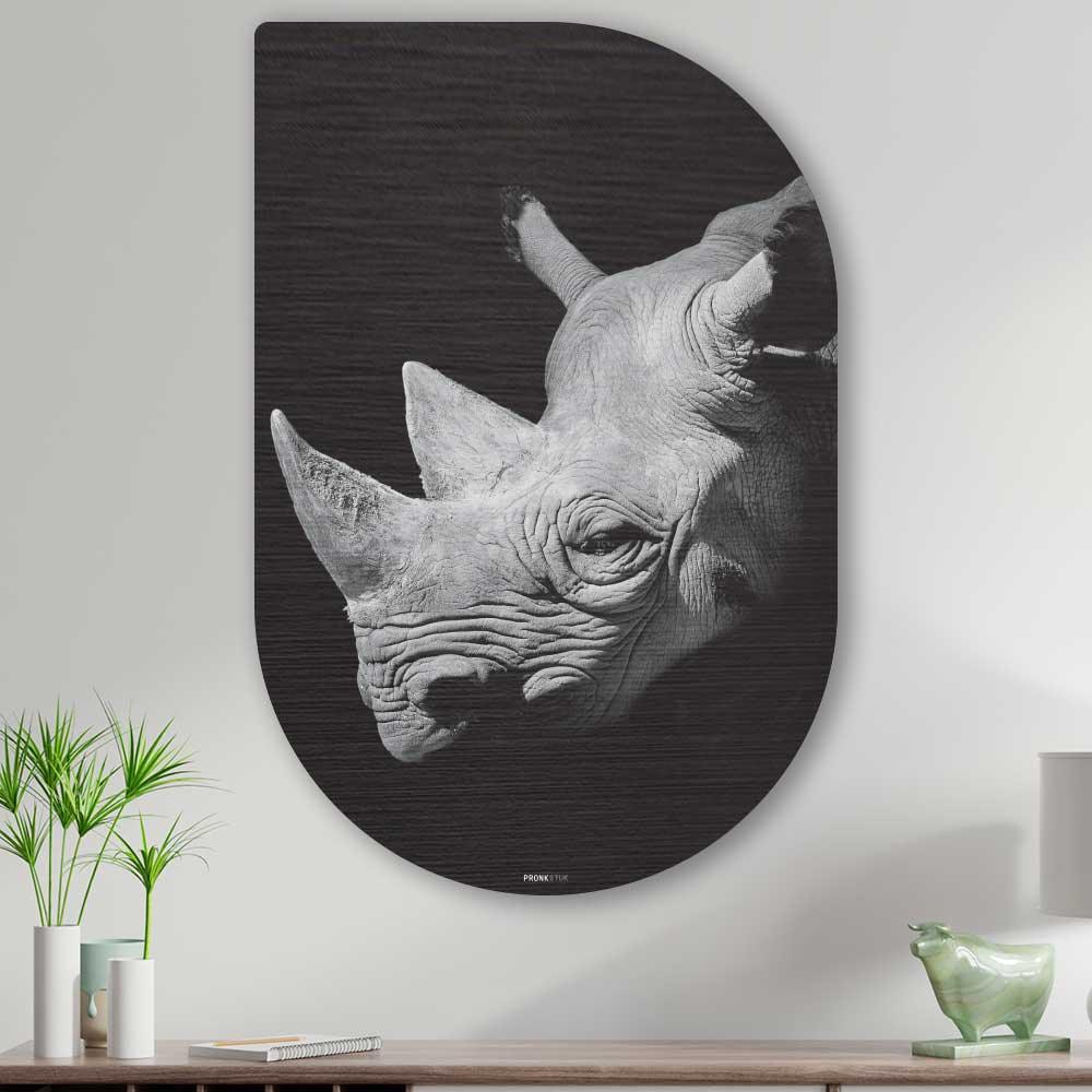 Rhino - Schilderij Neushoorn Tippa - Stoer en unieke neushoorn wanddecoratie