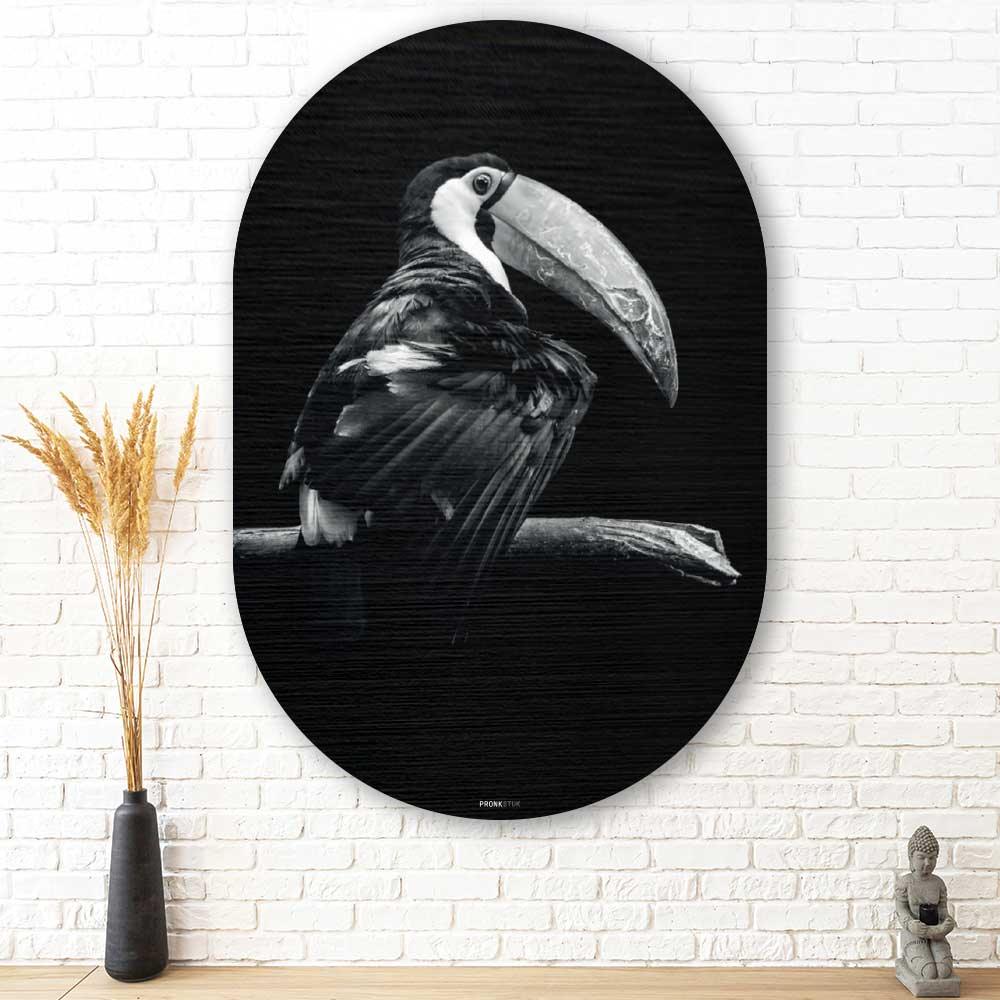 Tucan - Schilderij toekan Oval - Unieke toekan wanddecoratie