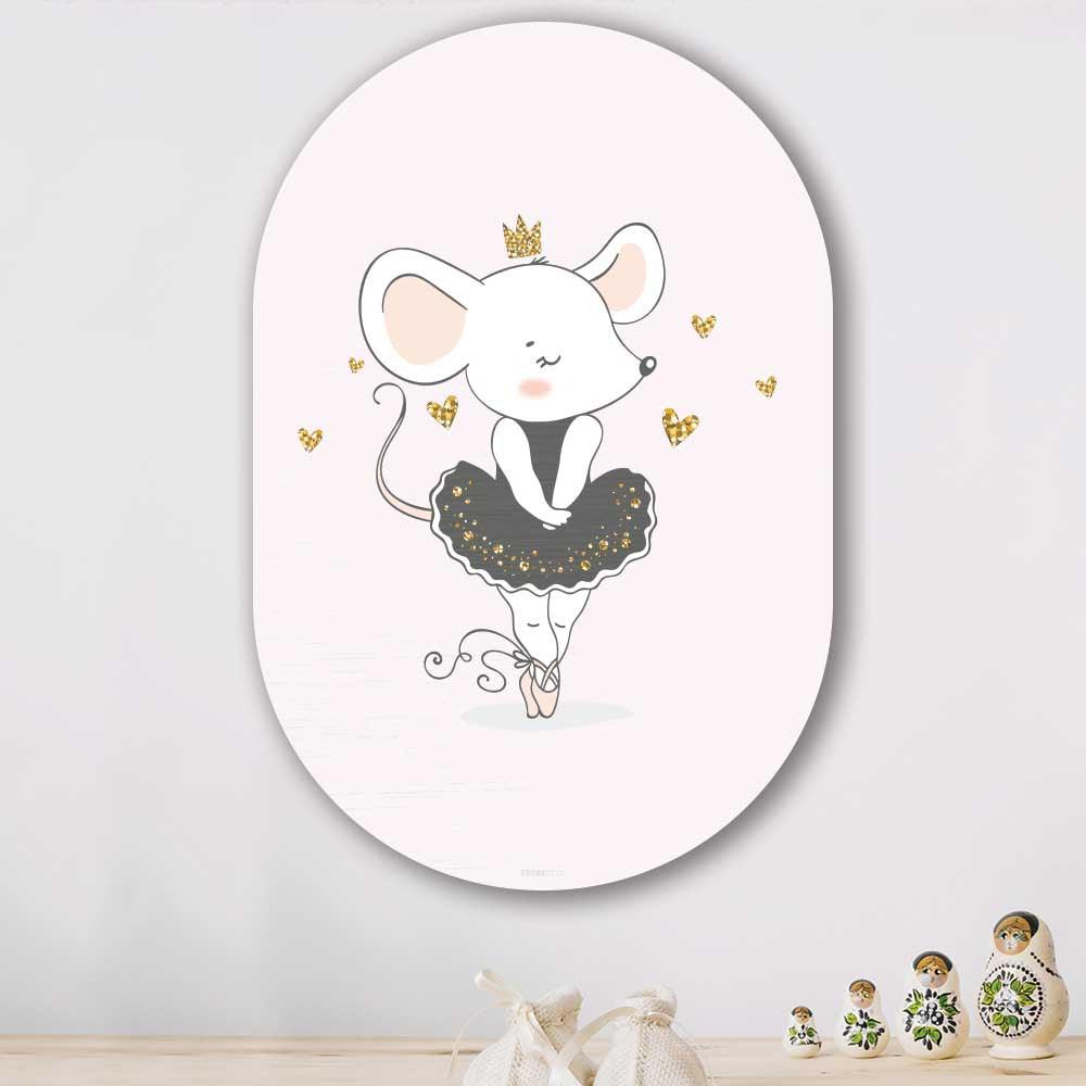 wanddecoratie kopen - Ballerina Mouse Oval - Unieke wanddecoratie