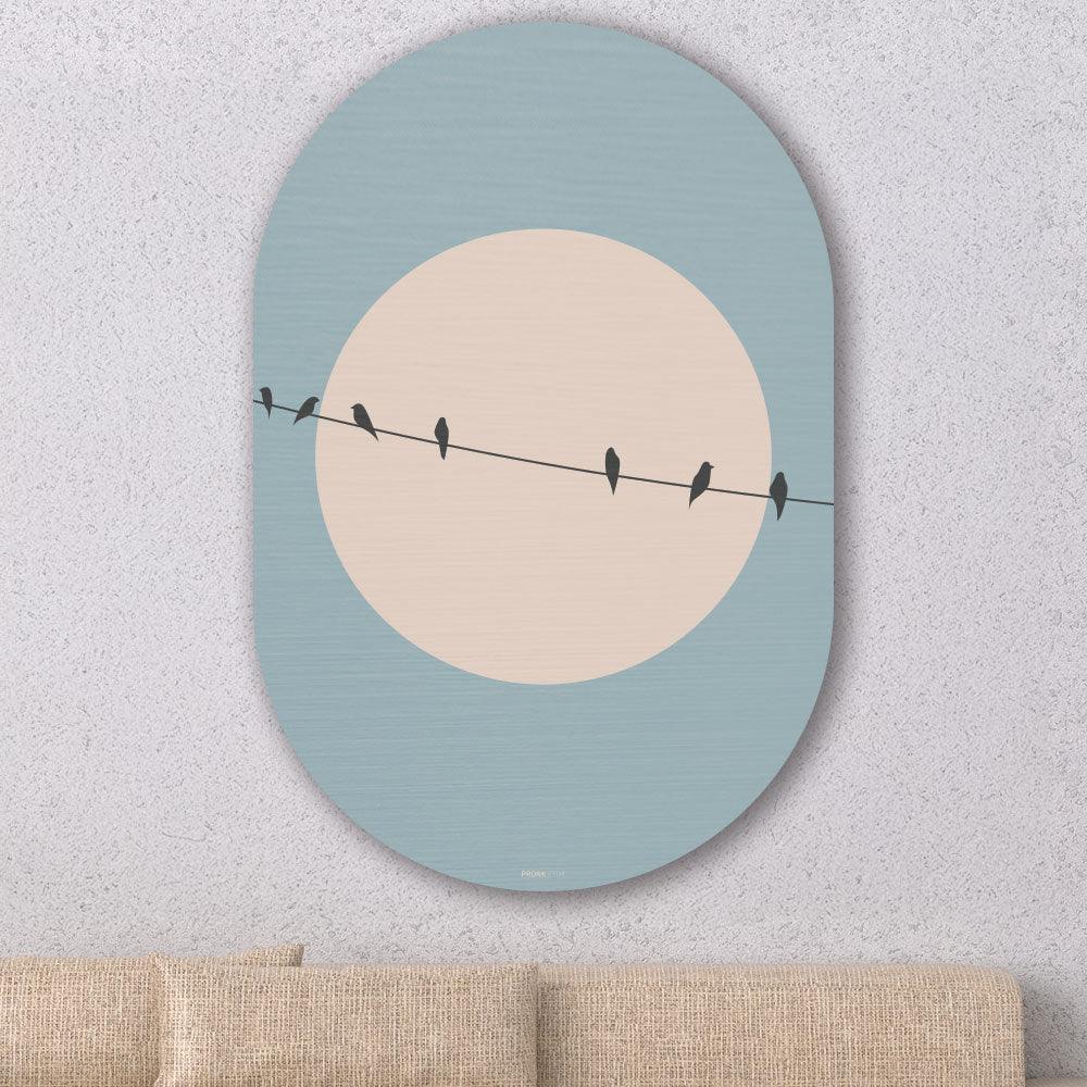 wanddecoratie kopen - Birds on a Wire Oval - Unieke wanddecoratie