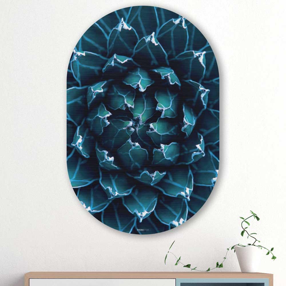 wanddecoratie kopen - Blue Agave Oval - Unieke wanddecoratie