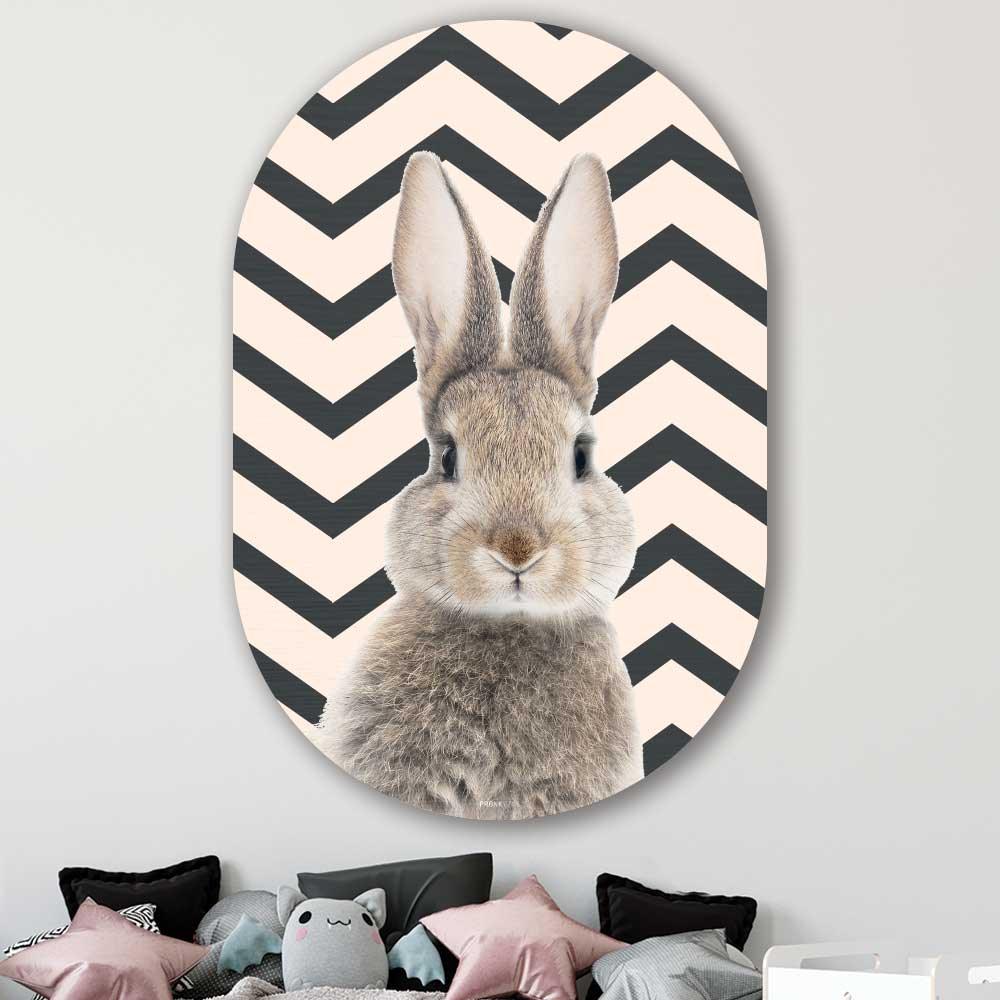 wanddecoratie kopen - Funny Bunny Oval - Unieke wanddecoratie