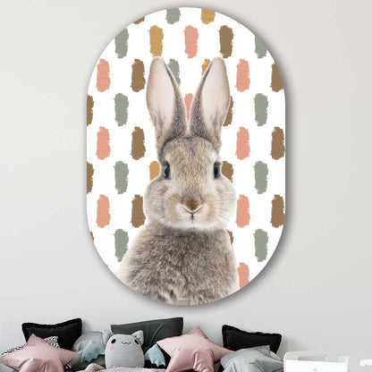 wanddecoratie kopen - Funny Bunny Oval - Unieke wanddecoratie