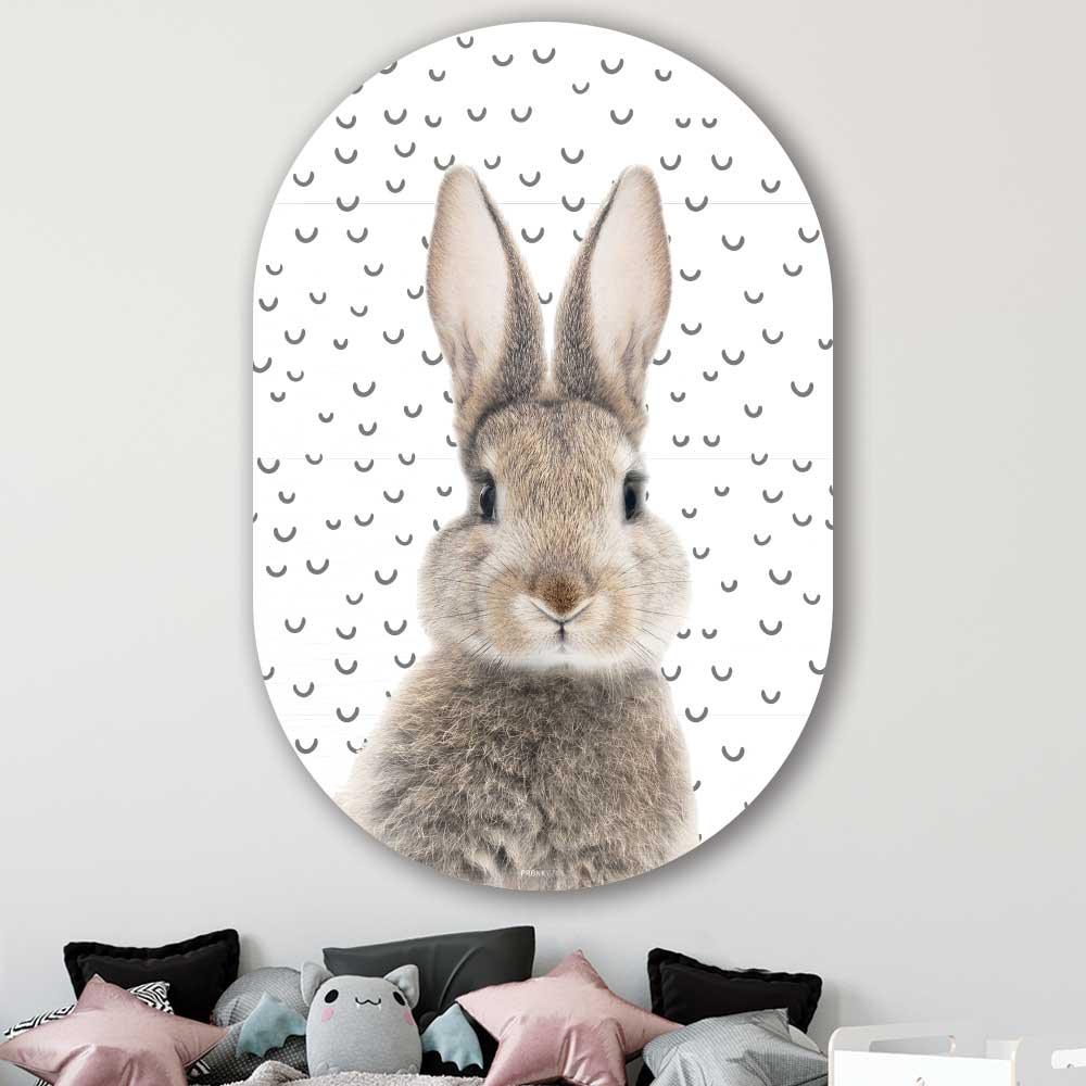 wanddecoratie kopen - Funny Bunny Oval - Unieke wanddecoratie