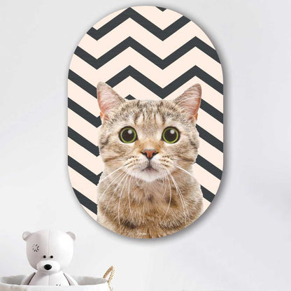 wanddecoratie kopen - Funny Cat Oval - Unieke wanddecoratie