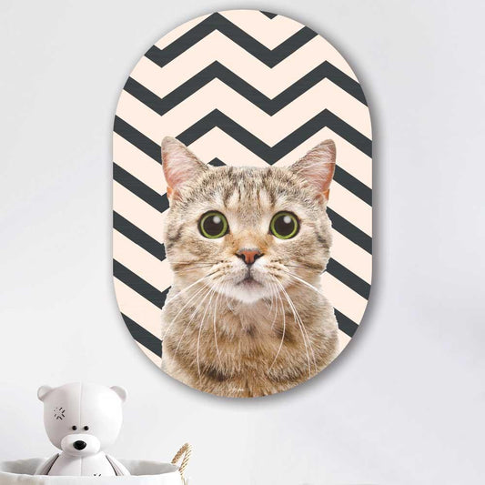 wanddecoratie kopen - Funny Cat Oval - Unieke wanddecoratie