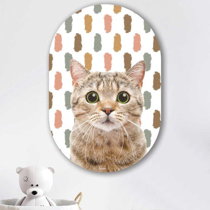 wanddecoratie kopen - Funny Cat Oval - Unieke wanddecoratie