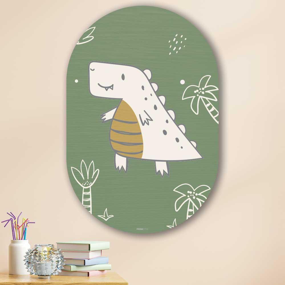 wanddecoratie kopen - Cute Dino Oval - Unieke wanddecoratie