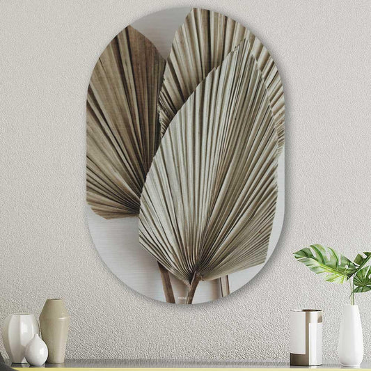 wanddecoratie kopen - Dry Palm Leaves Oval - Unieke wanddecoratie