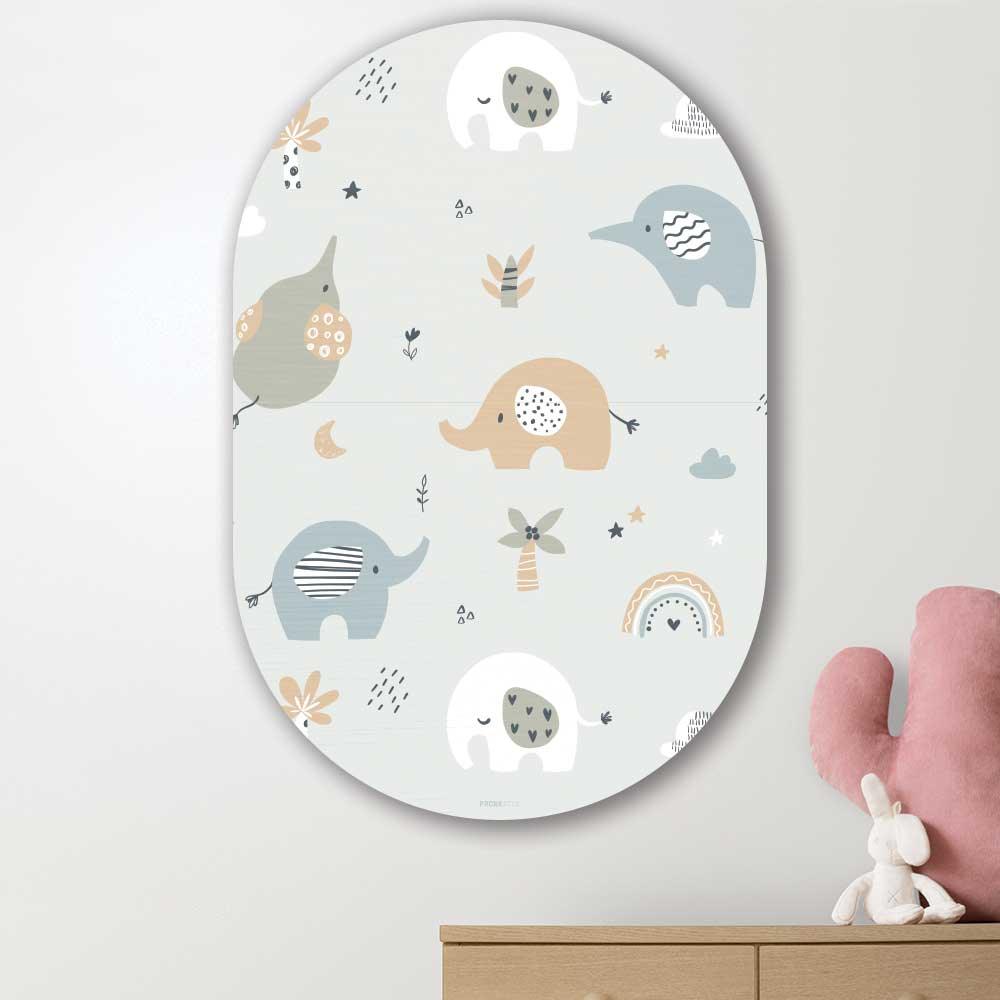 wanddecoratie kopen - Elephant Fun Oval - Unieke wanddecoratie