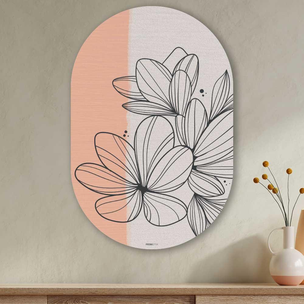 wanddecoratie kopen - Floral Line Oval - Unieke wanddecoratie