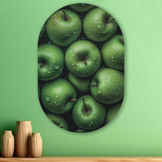 wanddecoratie kopen - Green Apples Oval - Unieke wanddecoratie