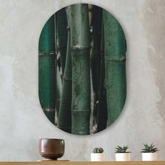 wanddecoratie kopen - Green Bamboo Oval - Unieke wanddecoratie