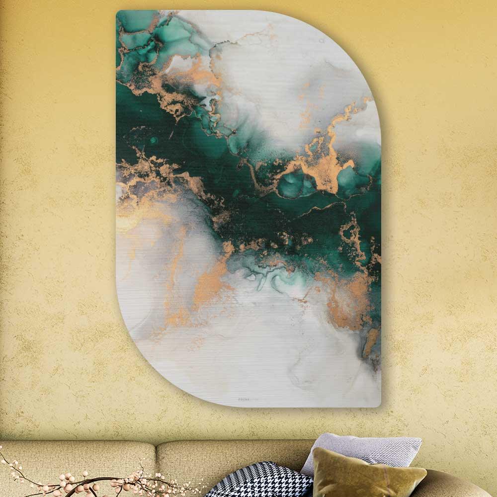 wanddecoratie kopen - Green Gold Marble Lehti - Unieke wanddecoratie