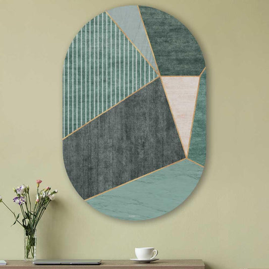 wanddecoratie kopen - Green Rectangles Oval - Unieke wanddecoratie