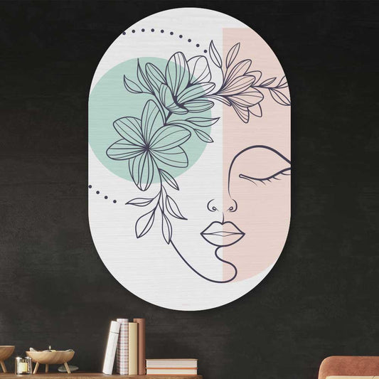 wanddecoratie kopen - Illustration woman Oval - Unieke wanddecoratie