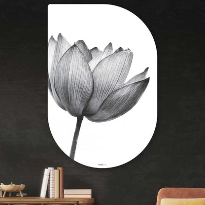 Schilderij lotus bloem zwart-wit - Lotus wanddecoratie Tippa - bloemen muurdecoratie