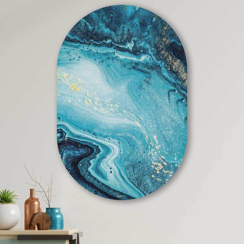 wanddecoratie kopen - Marble Ocean Oval - Unieke wanddecoratie