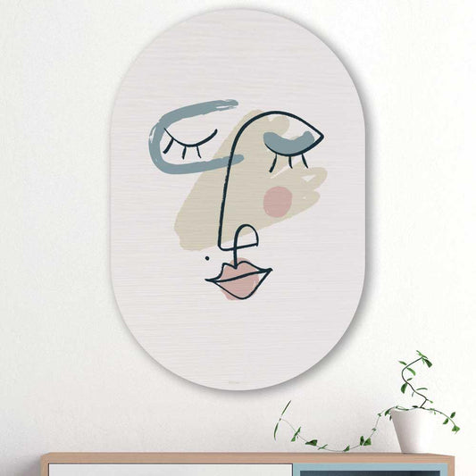 wanddecoratie kopen - Minimalist Woman’s Face Oval - Unieke wanddecoratie