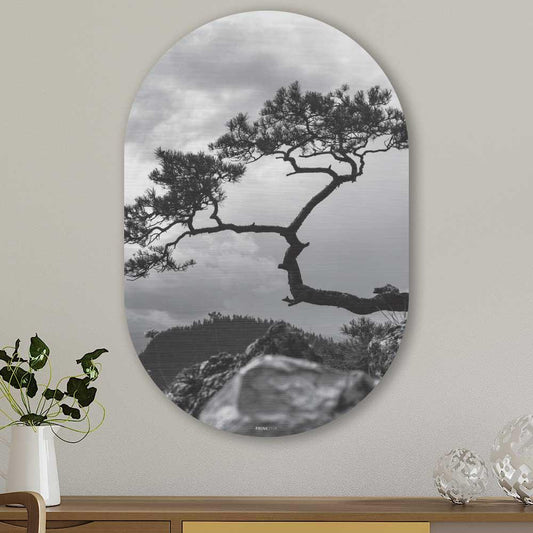 wanddecoratie kopen - Mountain Tree Oval - Unieke wanddecoratie