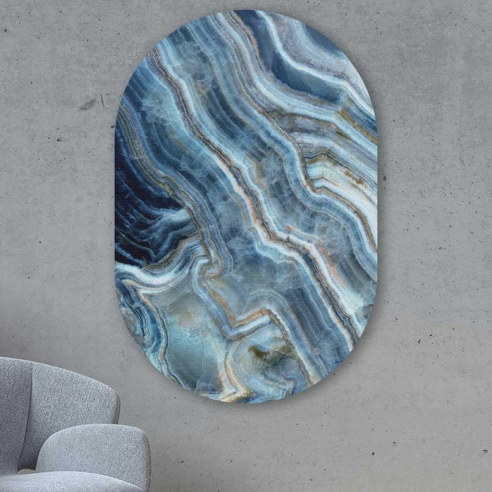 wanddecoratie kopen - Natural Blue Oval - Unieke wanddecoratie