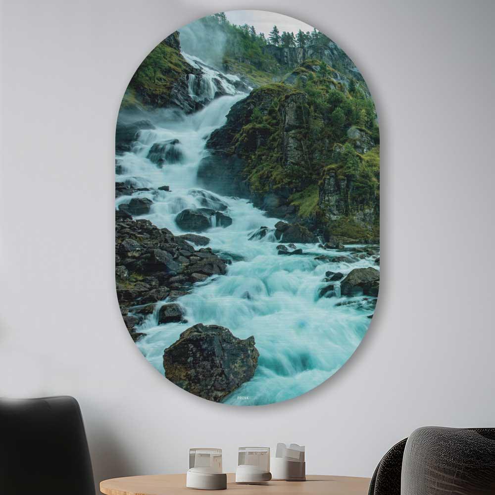 wanddecoratie kopen - Nordic Waterfall Oval - Unieke wanddecoratie