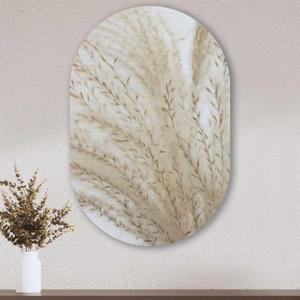 wanddecoratie kopen - Pampas Beige Oval - Unieke wanddecoratie