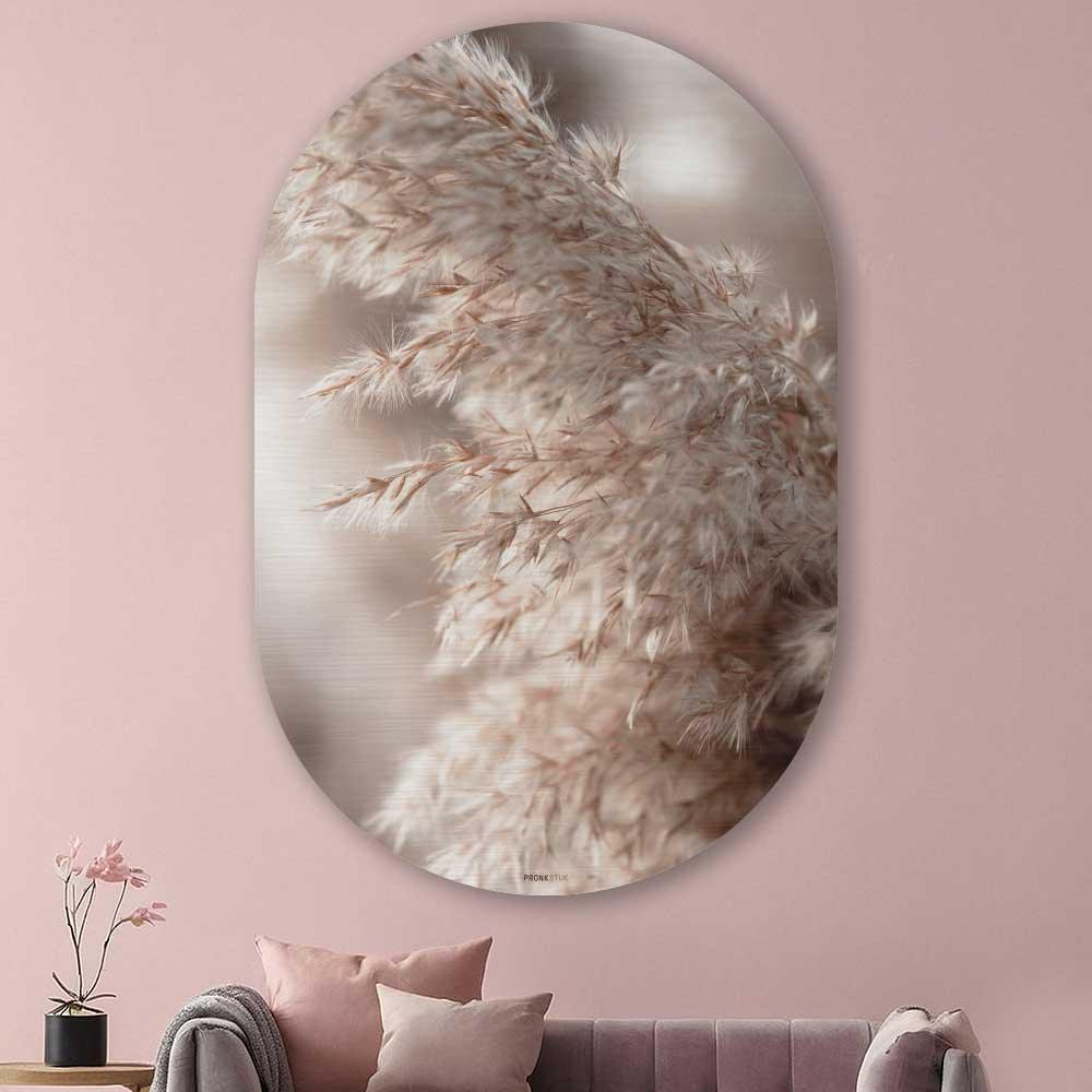 wanddecoratie kopen - Pampas Grass Oval - Unieke wanddecoratie