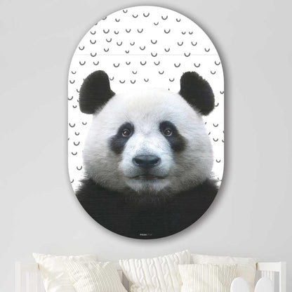 wanddecoratie kopen - Funny Panda Oval - Unieke wanddecoratie