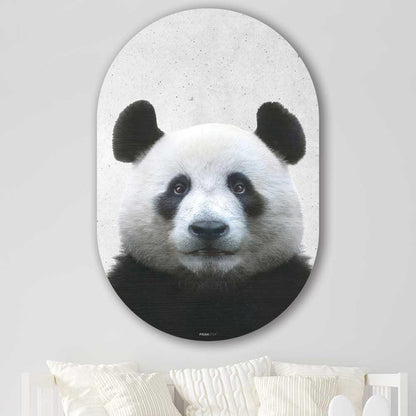 wanddecoratie kopen - Funny Panda Oval - Unieke wanddecoratie