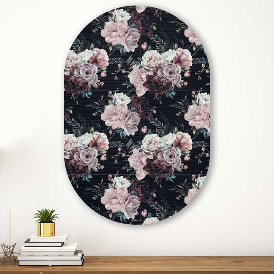 wanddecoratie kopen - Pink Floral Oval - Unieke wanddecoratie