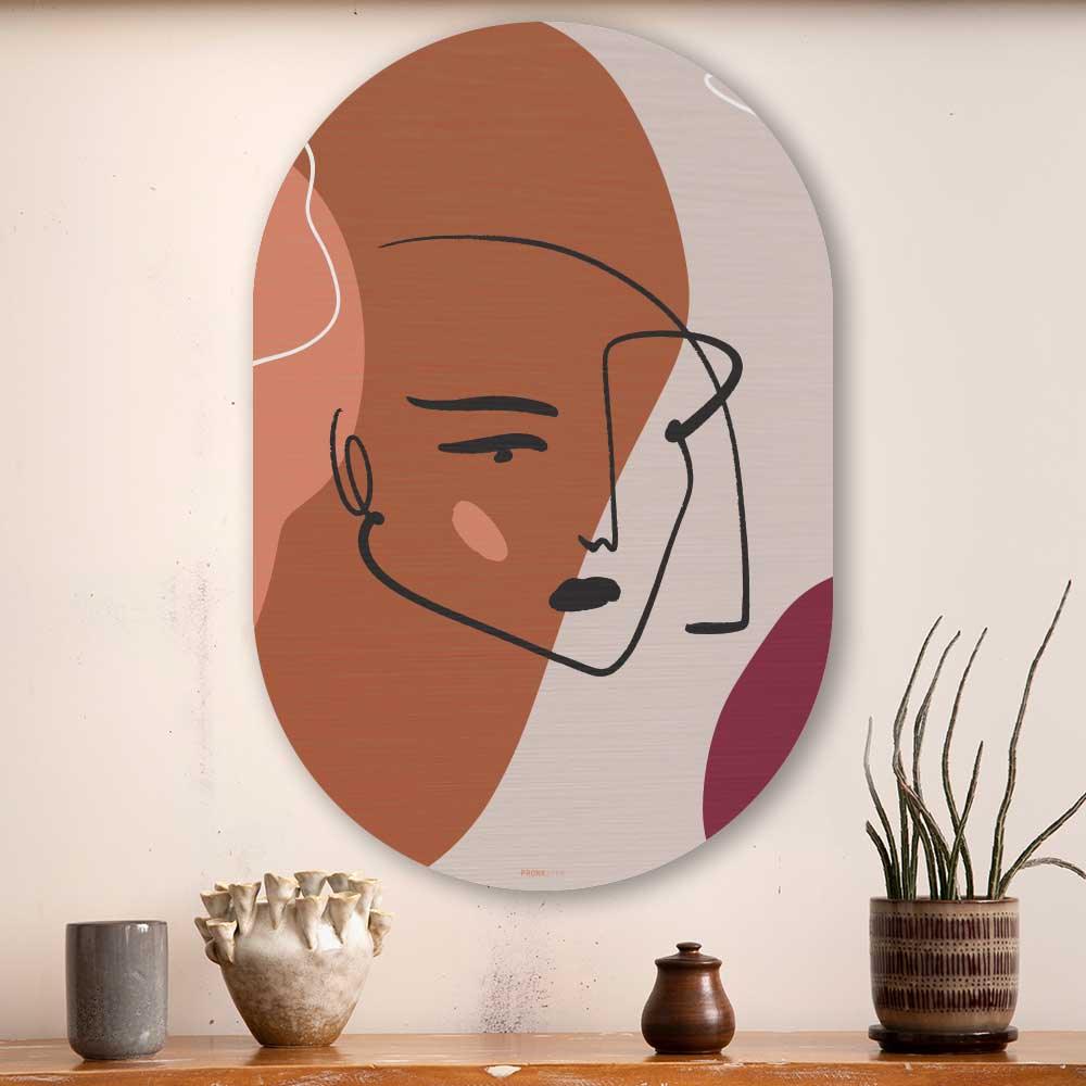 wanddecoratie kopen - Terracotta Woman Oval - Unieke wanddecoratie