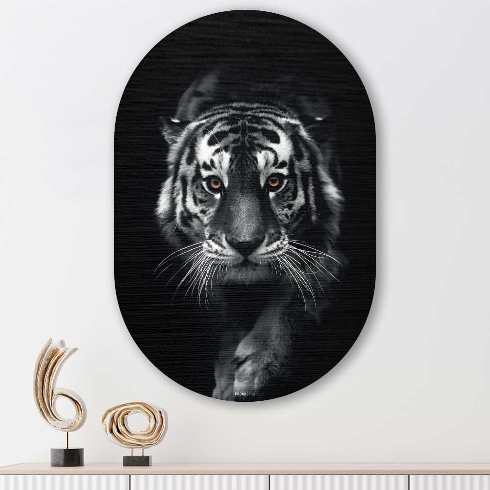 wanddecoratie kopen - Tiger Oval - Unieke wanddecoratie