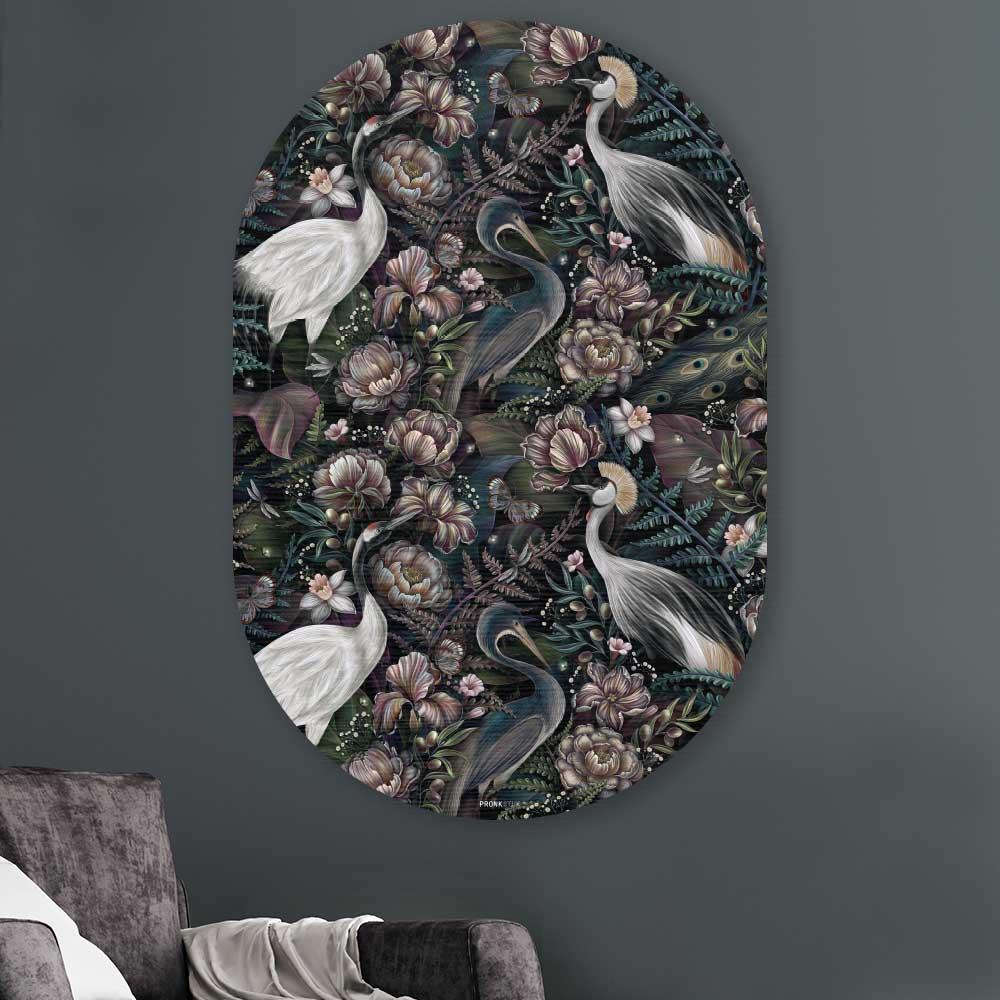 wanddecoratie kopen - Tropical Birds Oval - Unieke wanddecoratie