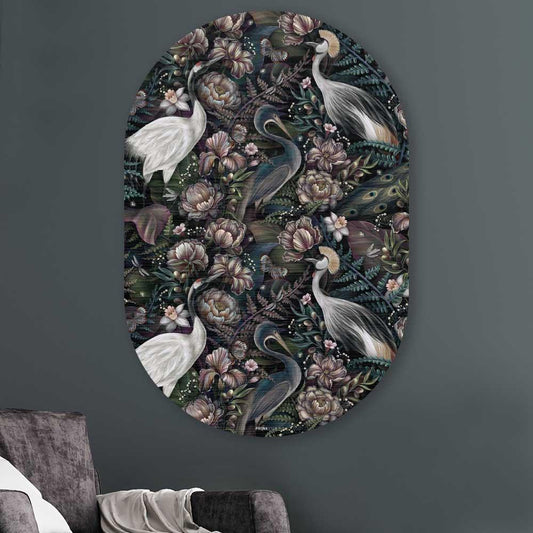 wanddecoratie kopen - Tropical Birds Oval - Unieke wanddecoratie