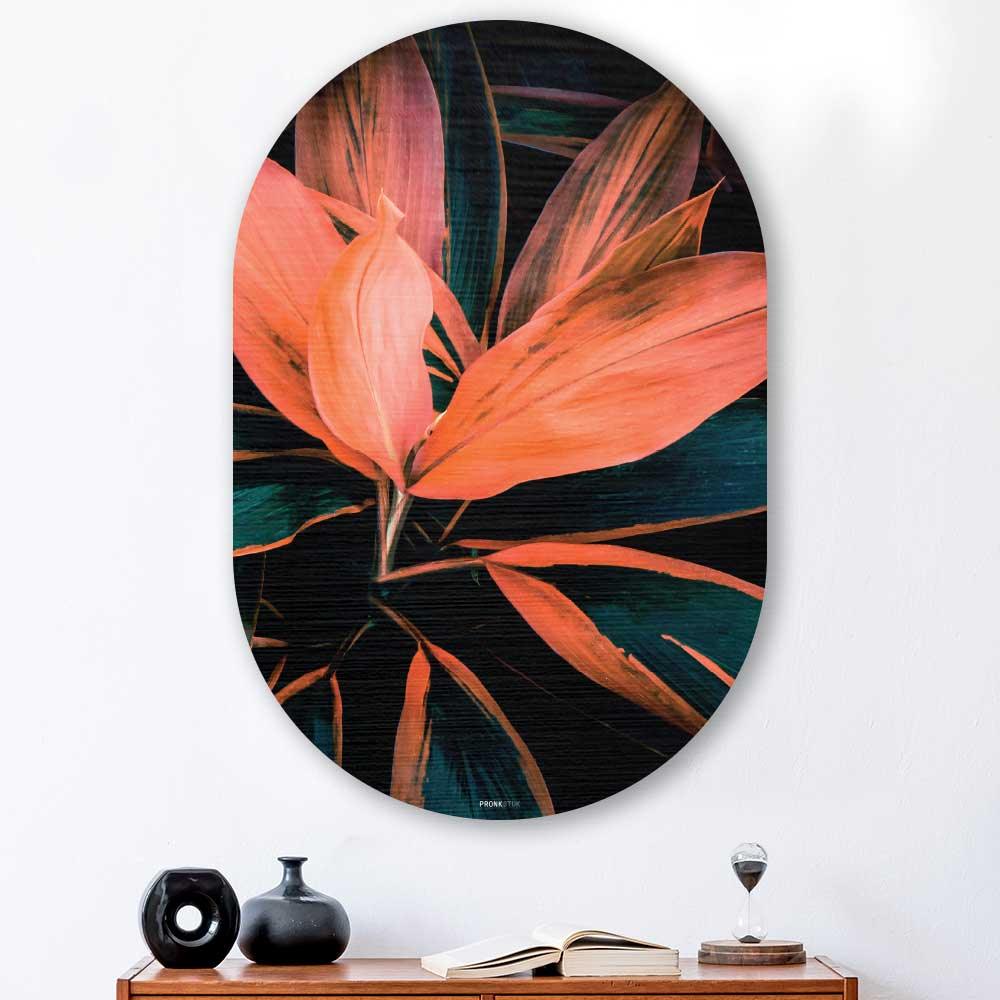 wanddecoratie kopen - Tropical Flower Oval - Unieke wanddecoratie