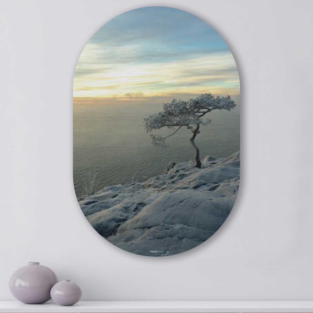 wanddecoratie kopen - Winter Tree Oval - Unieke wanddecoratie