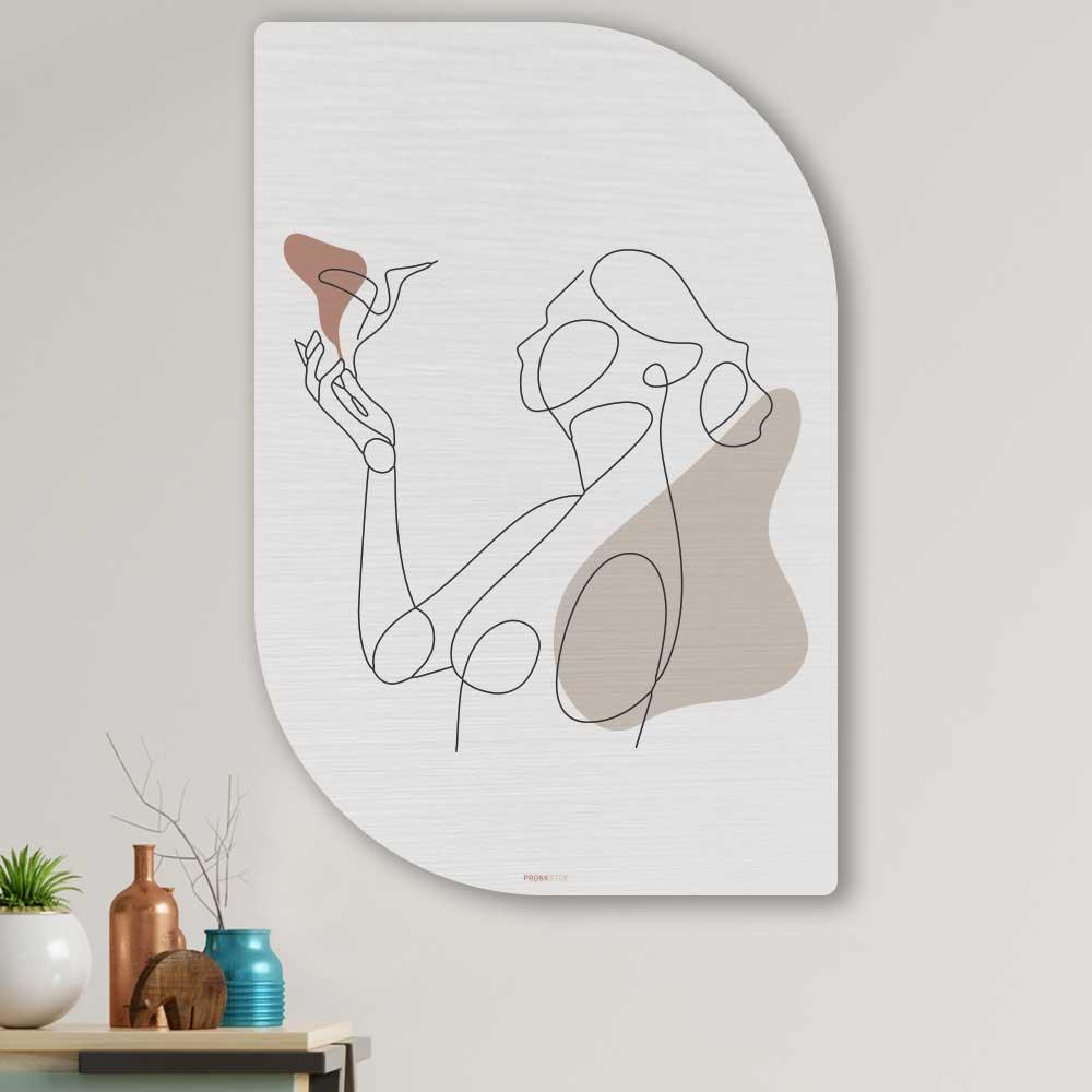 wanddecoratie kopen - Woman Holding Bird Lehti - Unieke wanddecoratie