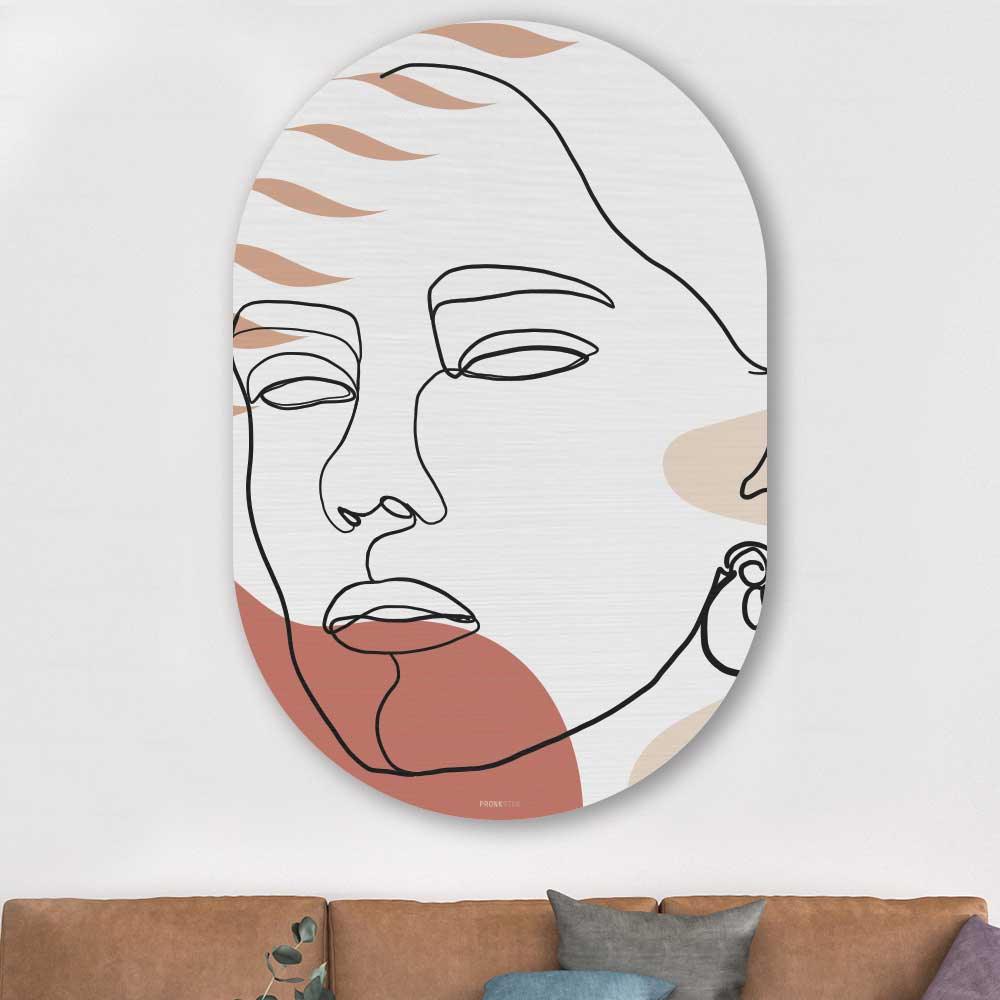 wanddecoratie kopen - Woman with leaf Oval - Unieke wanddecoratie